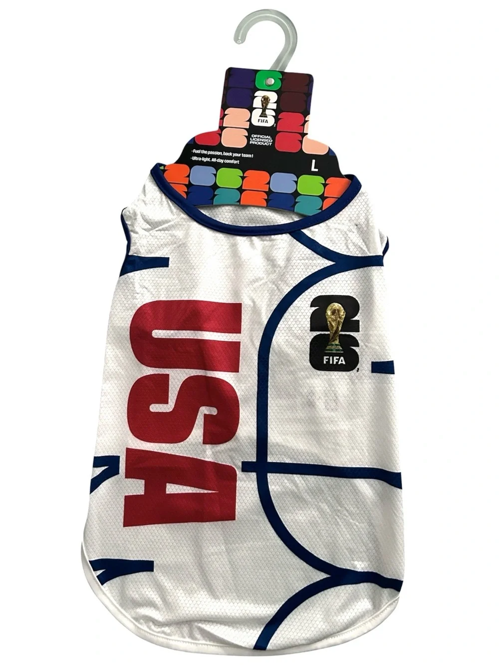 NWT FIFA World Cup United States USA Dog Soccer Jersey Shirt - Size Large